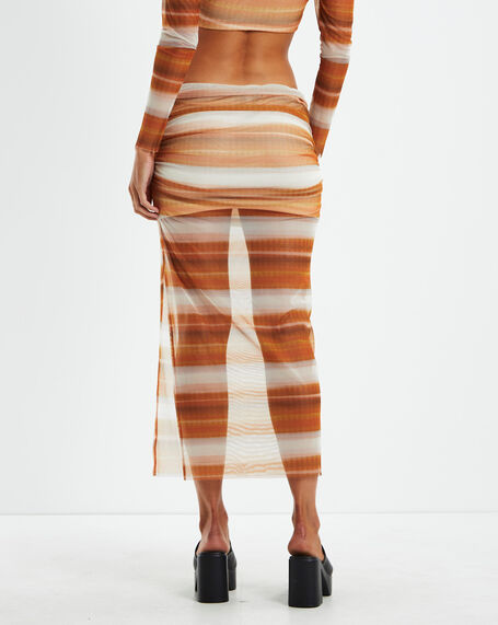 Saskia Sunset Stripe Mesh Skirt Assorted
