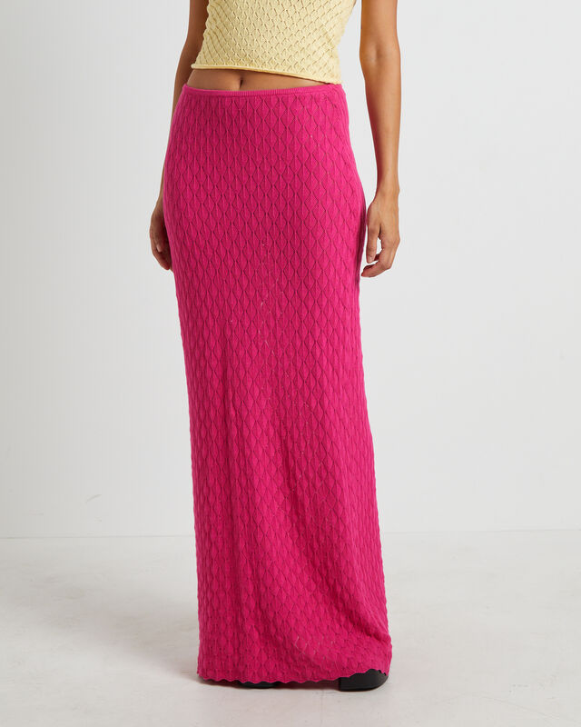 Josie Crochet Maxi Skirt in Lipstick Pink, hi-res image number null