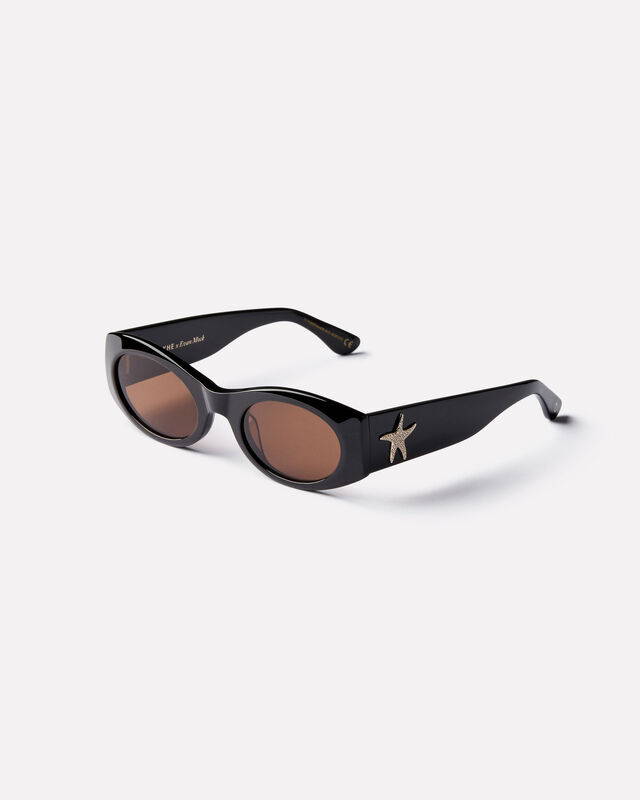 Evan Mock X Suede Sunglasses in Black Polished/Bronze Amber, hi-res image number null