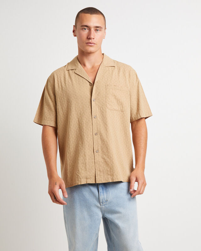 Double Wish Short Sleeve Resort Shirt in Tan, hi-res