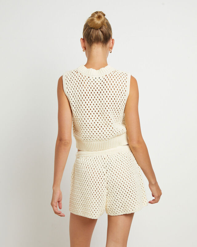 Isla Crochet Shorts in Cream, hi-res image number null