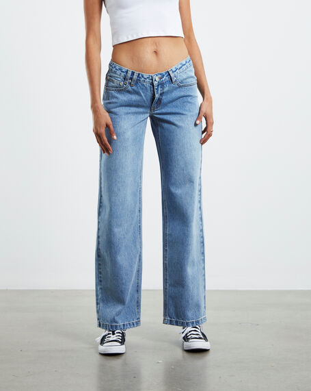 Jules Extra Low Wide Leg Jeans Blue Crush