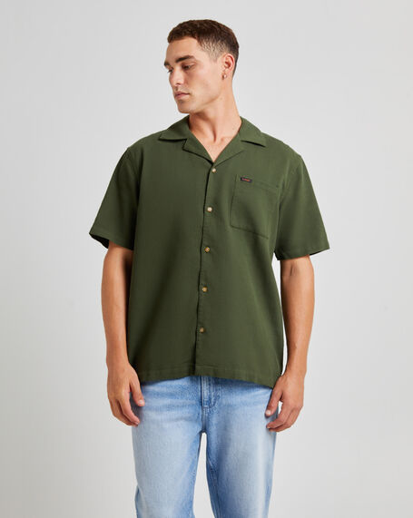 Resort Waffle Short Sleeve Shirt Forest Green