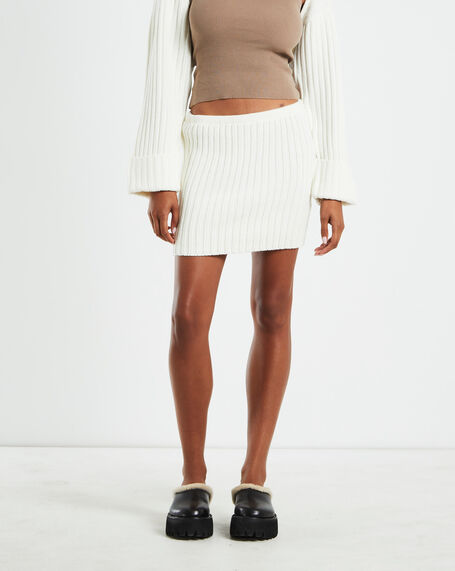 Anisha Chunky Knit Mini Skirt Cream