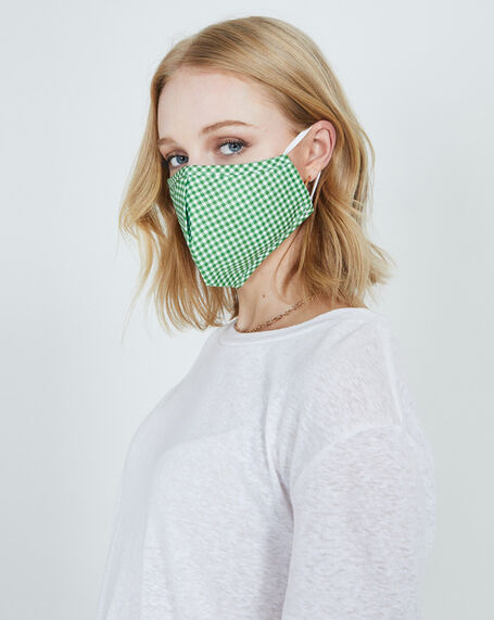 Fitted Face Mask Green Gingham
