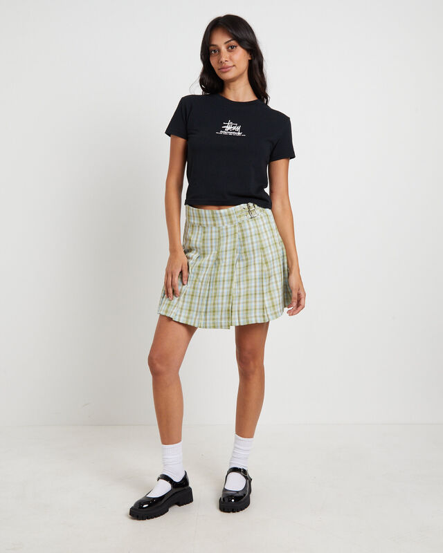 Plaid Pleated Skirt in Army Green, hi-res image number null