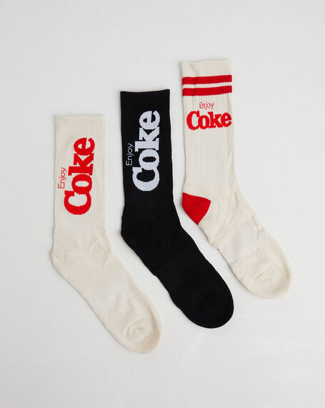 Coke Sneaker Socks 3 Pack Gift Can