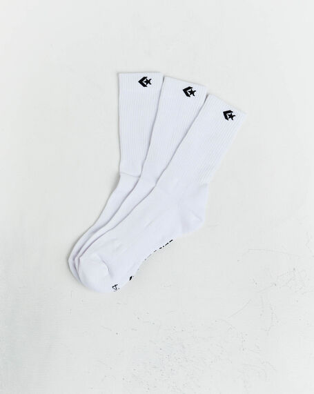 Chevron Crew Socks 3 Pack in White