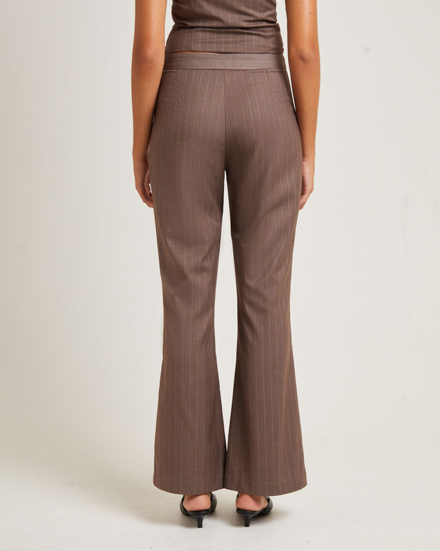 Jenna Pinstripe Straight Pants Chocolate, hi-res image number null