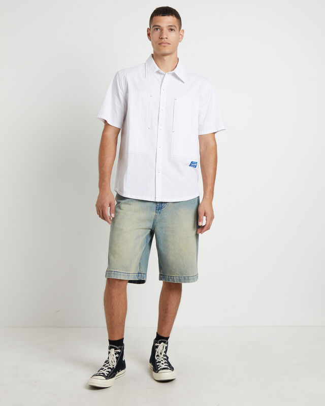 Cliff Short Sleeve Shirt in White, hi-res