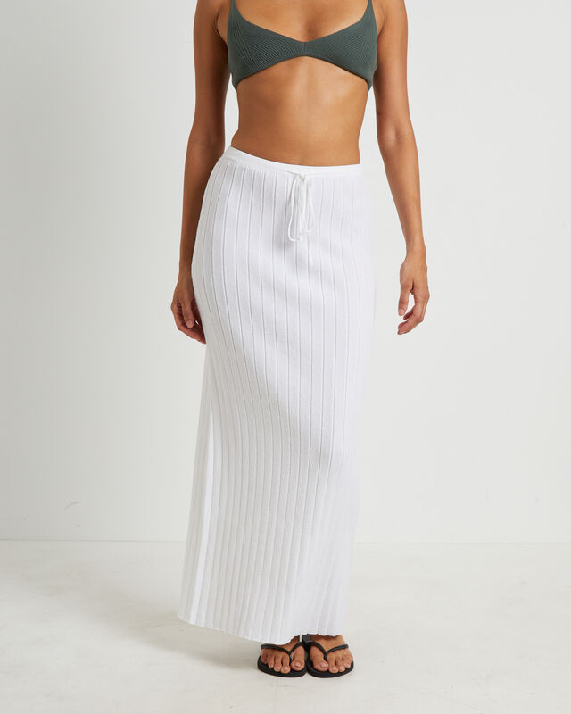 Keta Knit Maxi Skirt in White