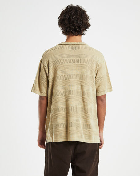 Knitted Short Sleeve Resort Shirt Tan