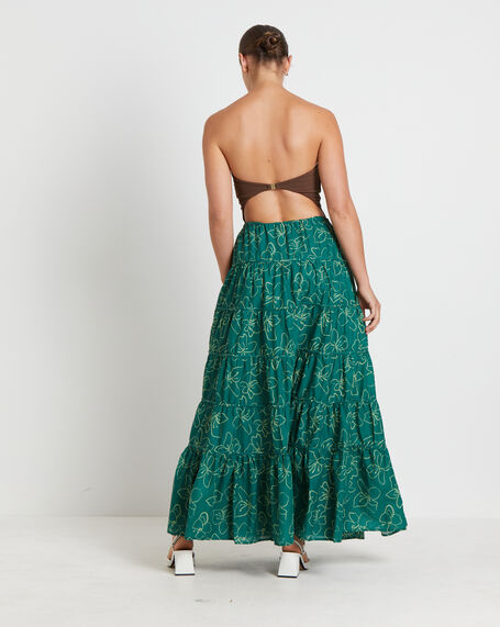 Alfie Maxi Skirt in Relaxed Floral Green