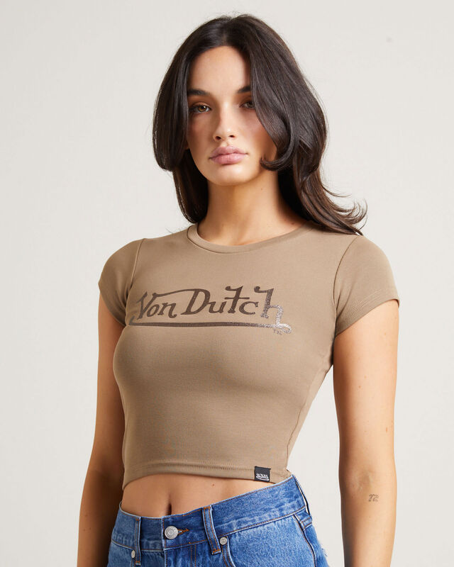 Logo Baby Tee in Taupe, hi-res image number null