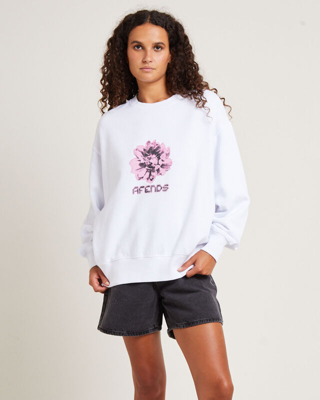 Bloom Recycled Crew Neck Jumper White, hi-res image number null