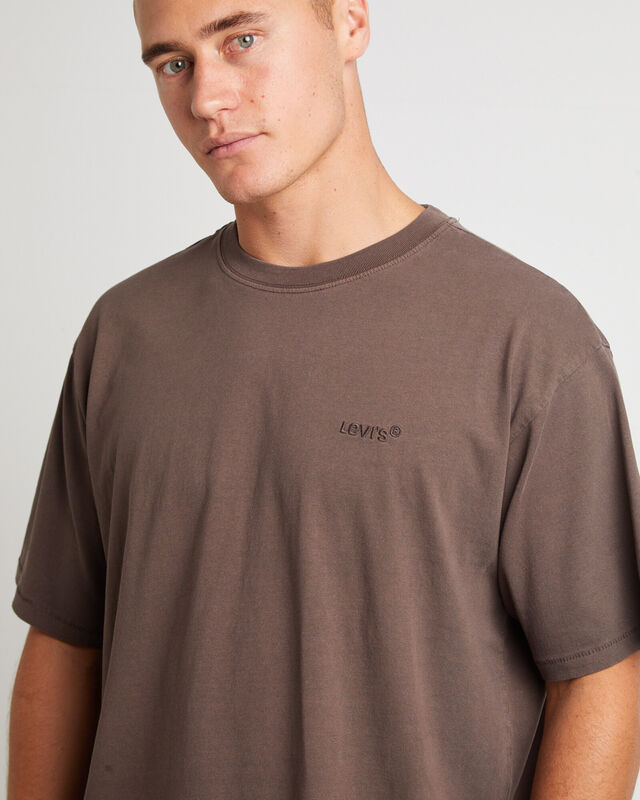 Red Tab Vintage Short Sleeve T-Shirt in Chocolate Brown, hi-res image number null