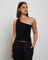 Luxe Knitted One Shoulder Top in Black