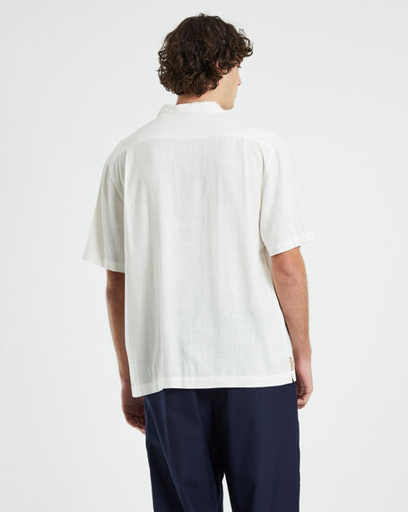 Jose Linen Short Sleeve Resort Shirt in Off White