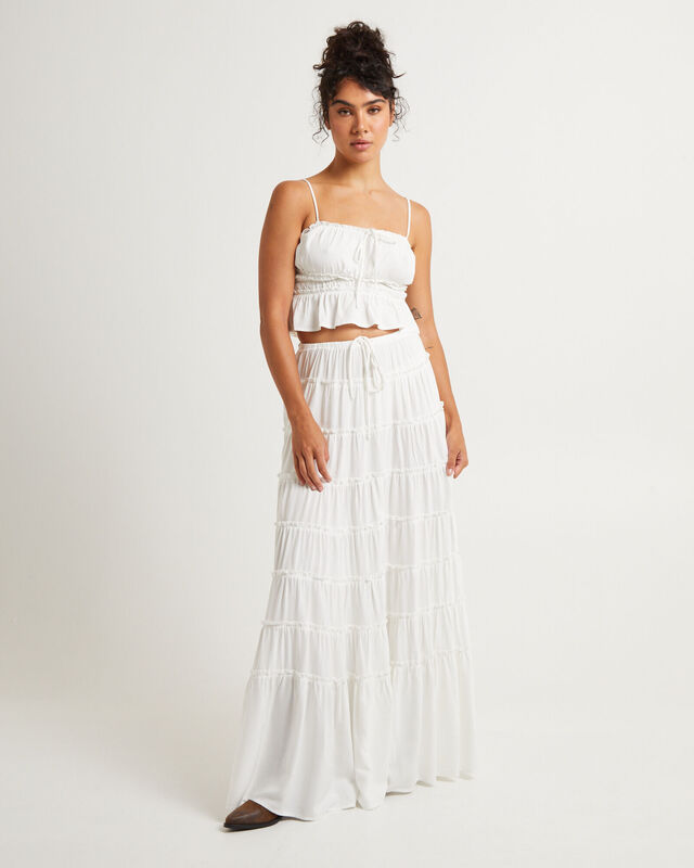 Sereno Tiered Maxi Skirt White, hi-res image number null