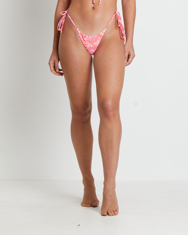 Thong Tie Side Bikini Bottom in Coral Crush, hi-res image number null