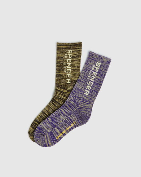Burnside Space Marle Socks 2 Pack Purple/Brown