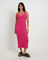 Bodie Crochet Midi Backless Dress in Pink