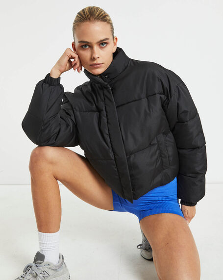 Casey Cropped Puffer Jacket Black