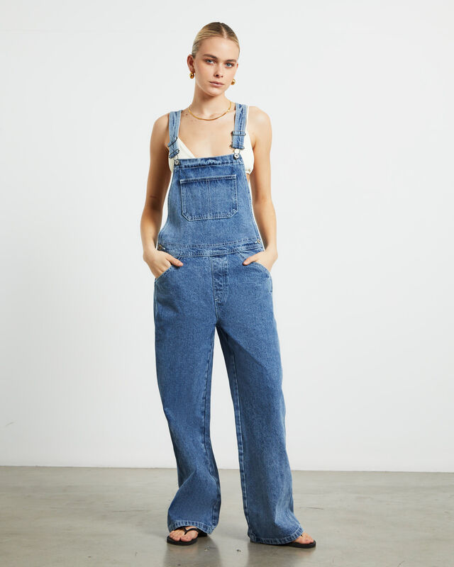 Jadey Denim Relaxed Overalls in Mid 90's Blue, hi-res image number null