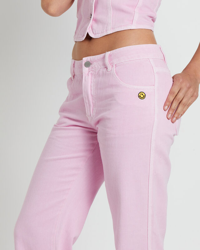 Heavenly People Straight Low Rise Pants in Baby Pink, hi-res image number null