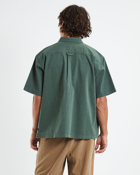 Twill Short Sleeve Worker Shirt Green