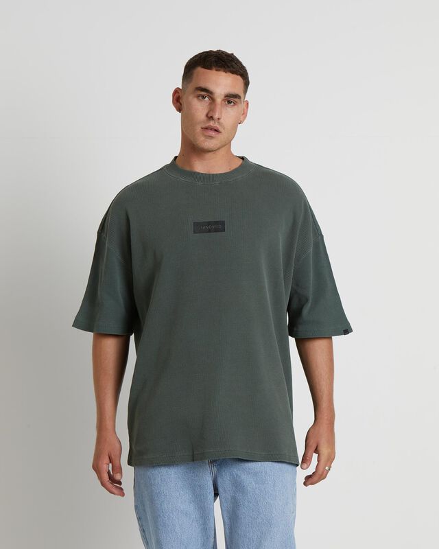 Marlo Waffle Short Sleeve T-Shirt in Fatigue Green, hi-res image number null