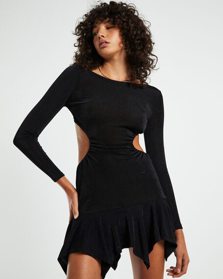 Cordelia Long Sleeve Cut Out Mini Dress Black