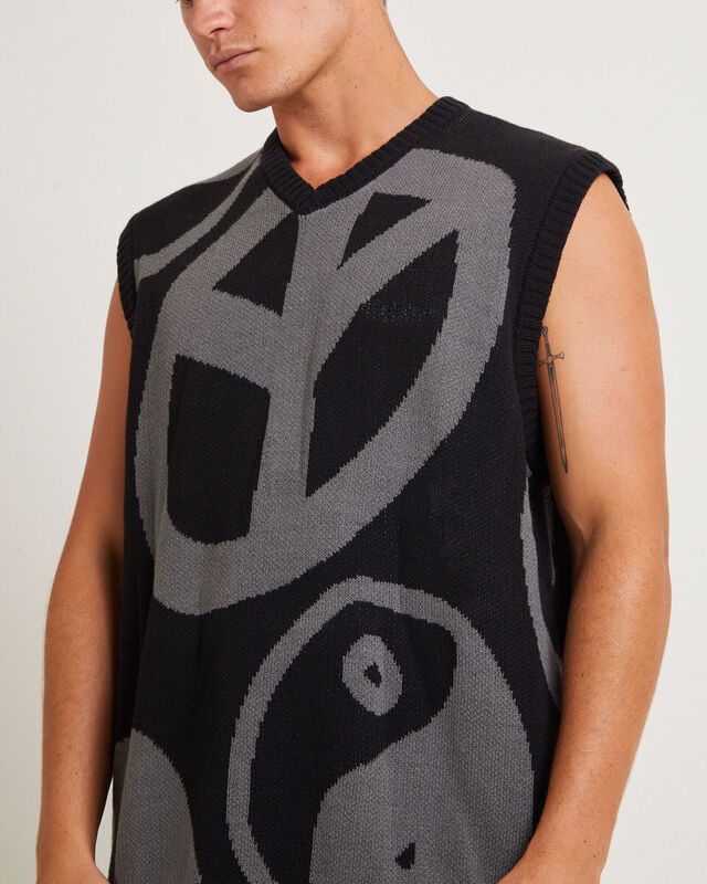 Peace Corp Knitted Vest in Black, hi-res image number null