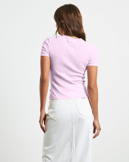 Pointelle T-Shirt in Pink Icing