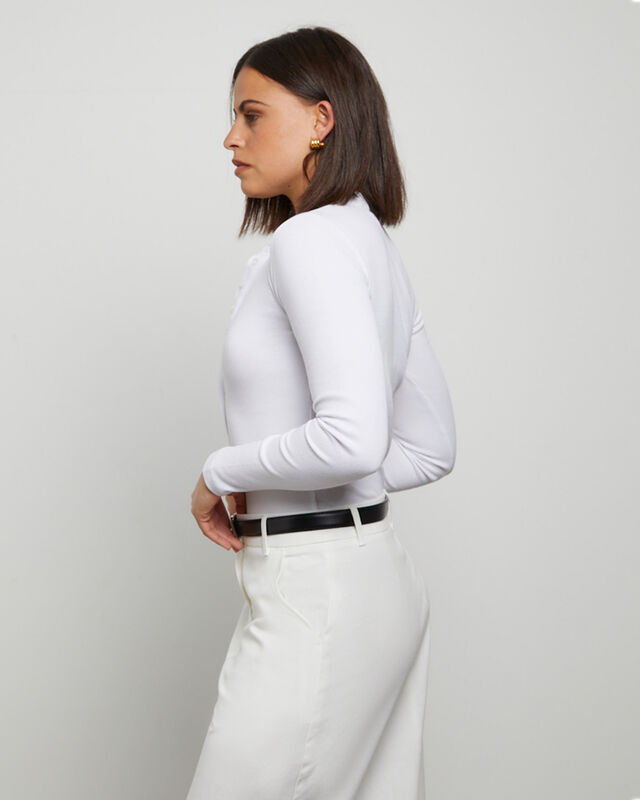 Button Front Bodysuit in White, hi-res image number null