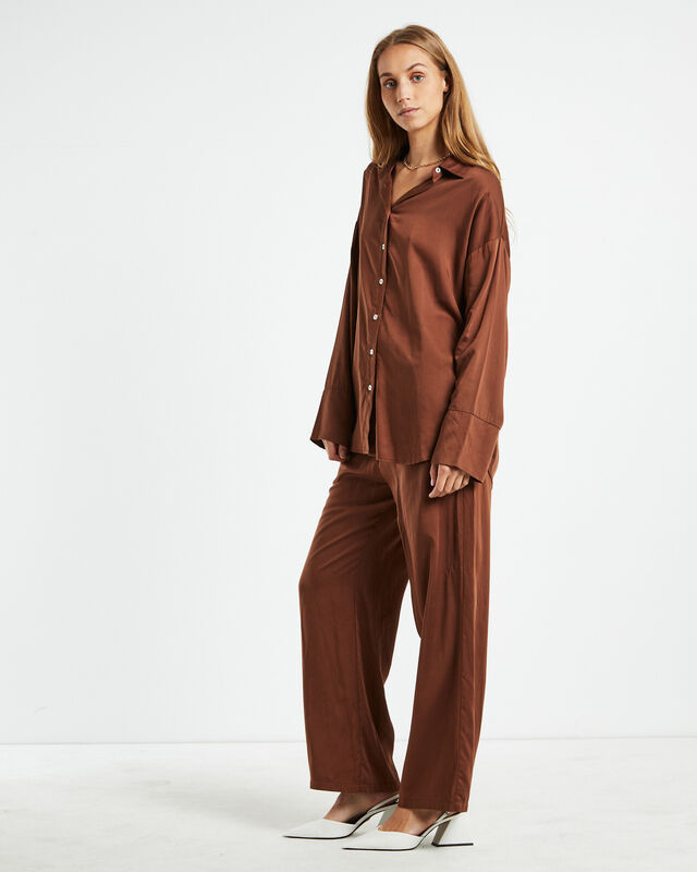 Heidi Long Sleeve Shirt Chocolate Brown, hi-res image number null