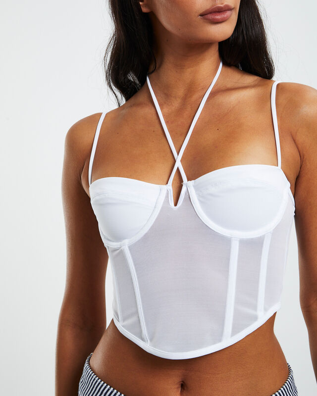 Viccy Strappy Cross Front Corset White, hi-res image number null