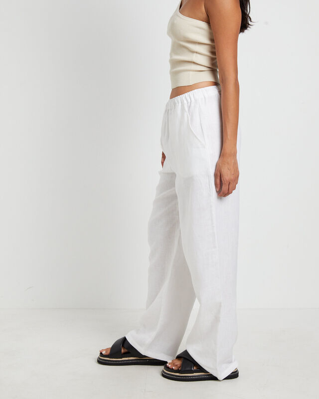 Kai Linen Draw Pants in White, hi-res image number null