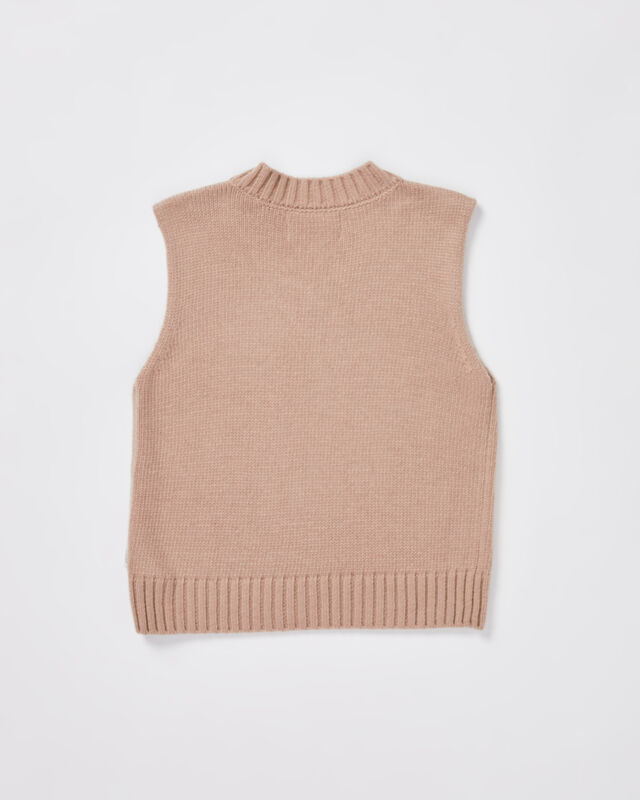 Boys Sunday Box Knit Vest in Tan, hi-res image number null