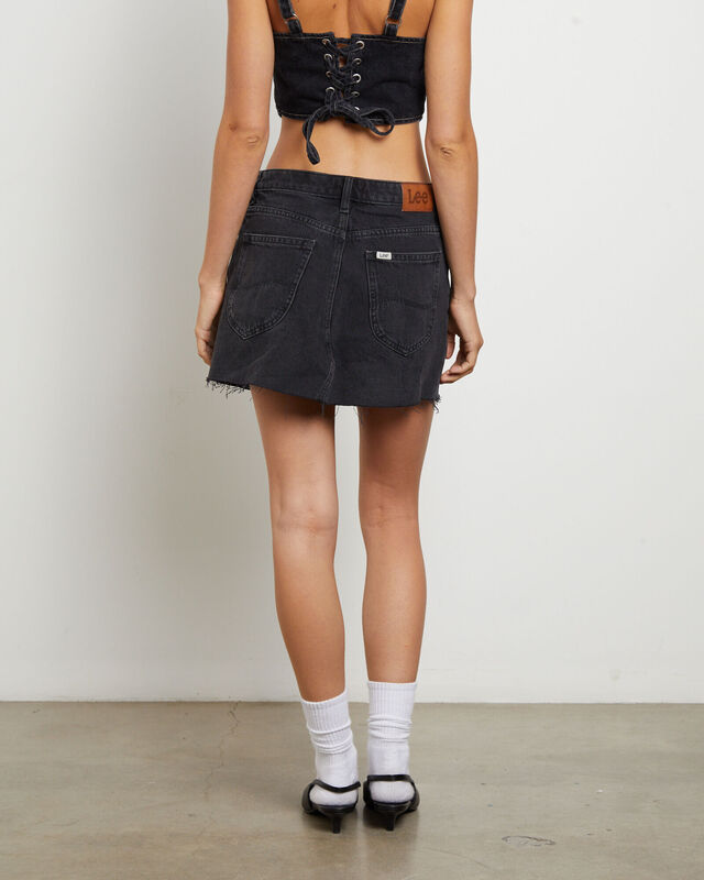 Relaxed Mini Denim Skirt in Black Coal, hi-res image number null