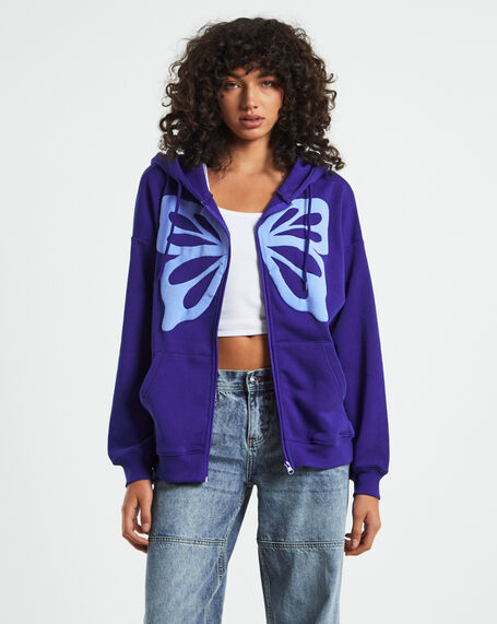 Bronx Oversized Zip Through Fleece Jacket Blue
