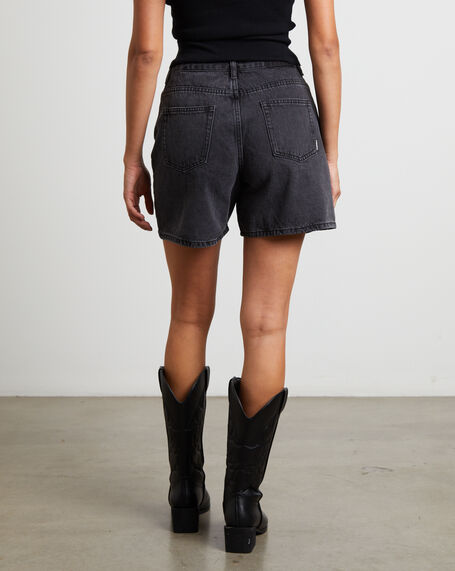 Vinnie Vintage Denim Shorts in Afters Black