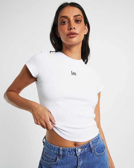 Essential Ribbed Short Sleeved Tee in Timeless White