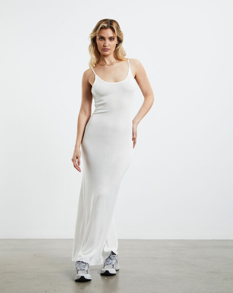 April Rib Maxi Dress White