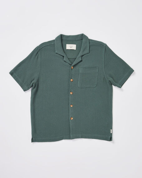 Teen Boys Textured Button Up Shirt in Forest