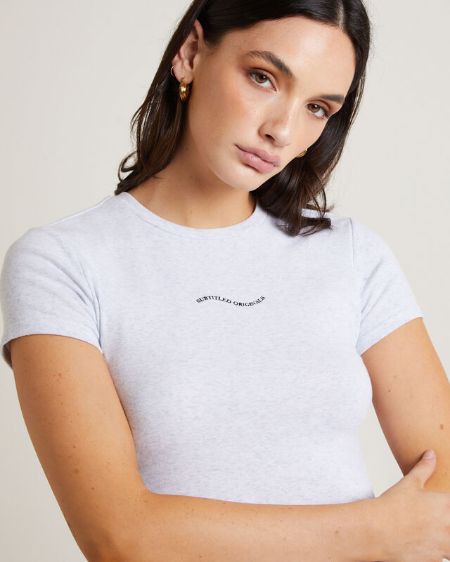 Subtitled Wave Fitted Tee in Grey Marle, hi-res image number null