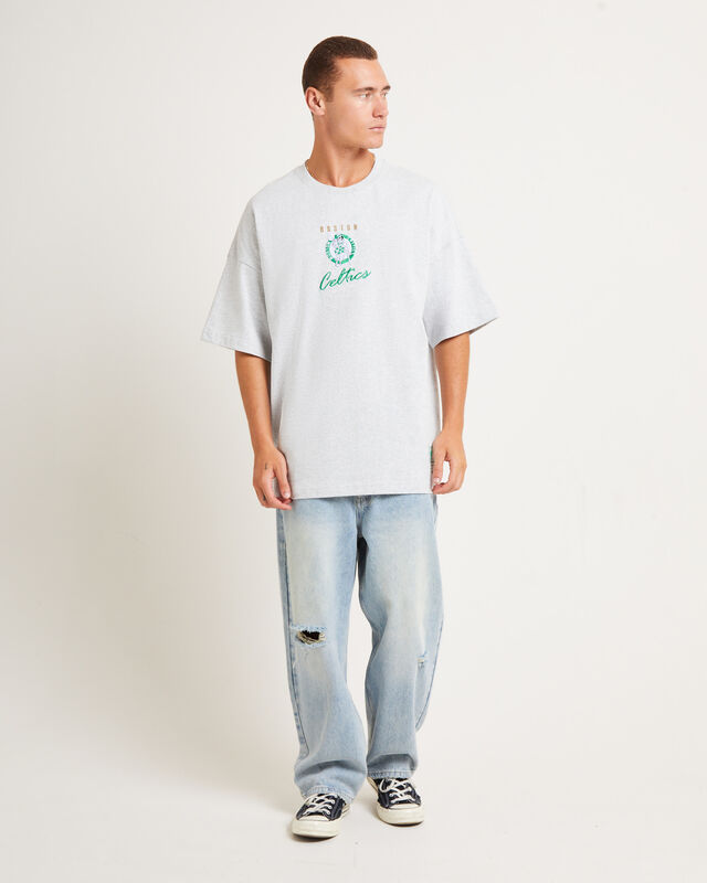 Tri Logo Celtics Oversized Short Sleeve T-Shirt in Vintage Grey Marle, hi-res image number null