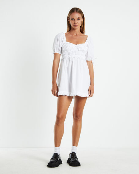 Lily Ruffle Mini Dress White