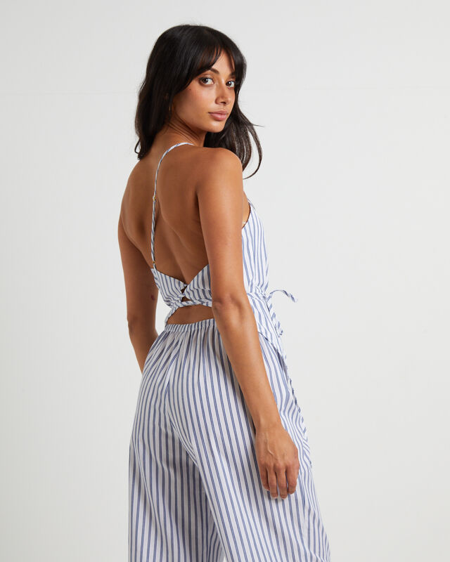 Adeline Asymmetric Cami Top in White Stripe, hi-res image number null