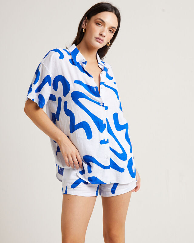 Charlie Swirl Short Sleeve Shirt in Blue, hi-res image number null